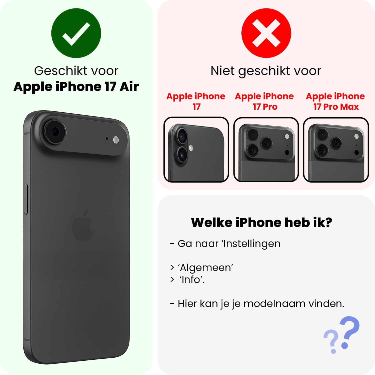 Nomfy Nomfy iPhone Air Hoesje met Koord Met 2x Screenprotector - Lila
