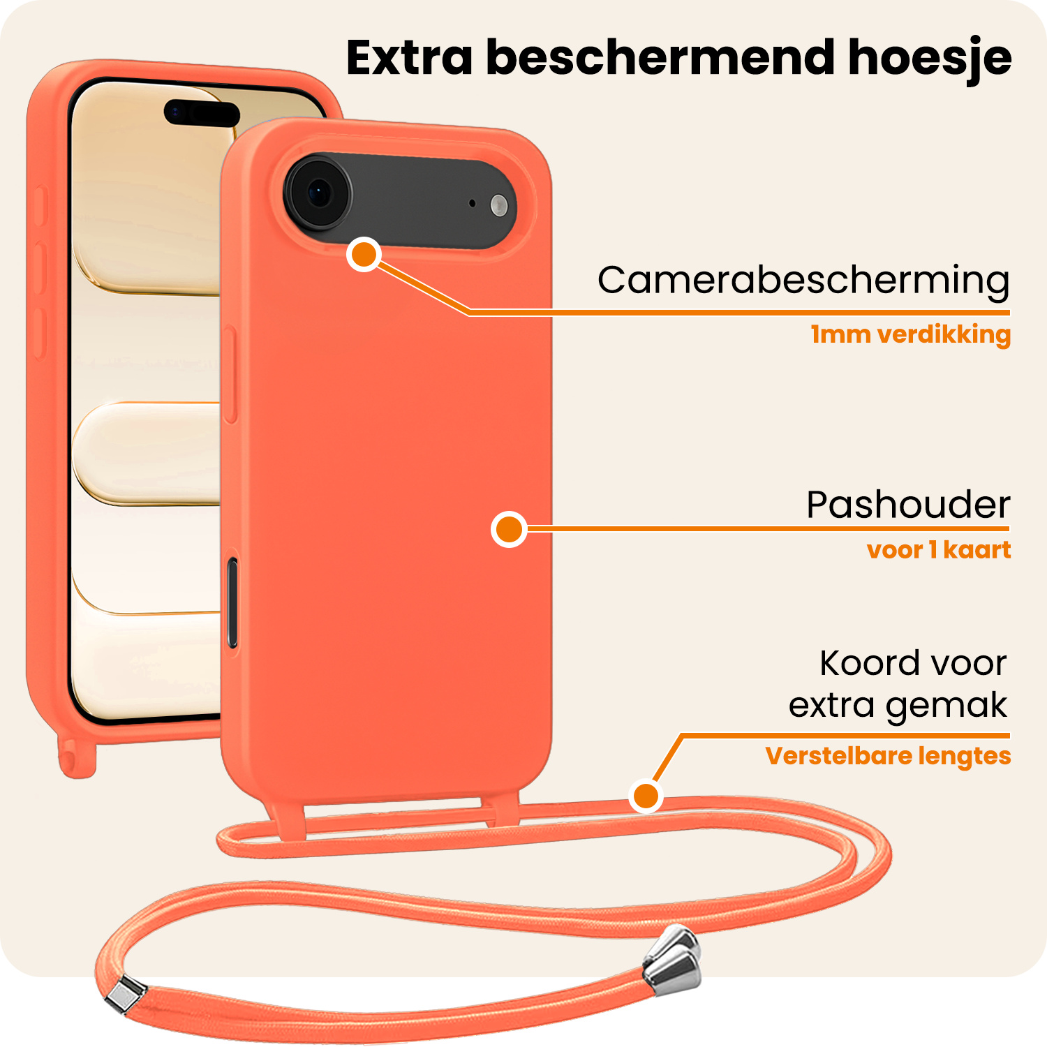 Nomfy Nomfy iPhone Air Hoesje met Koord - Papaya