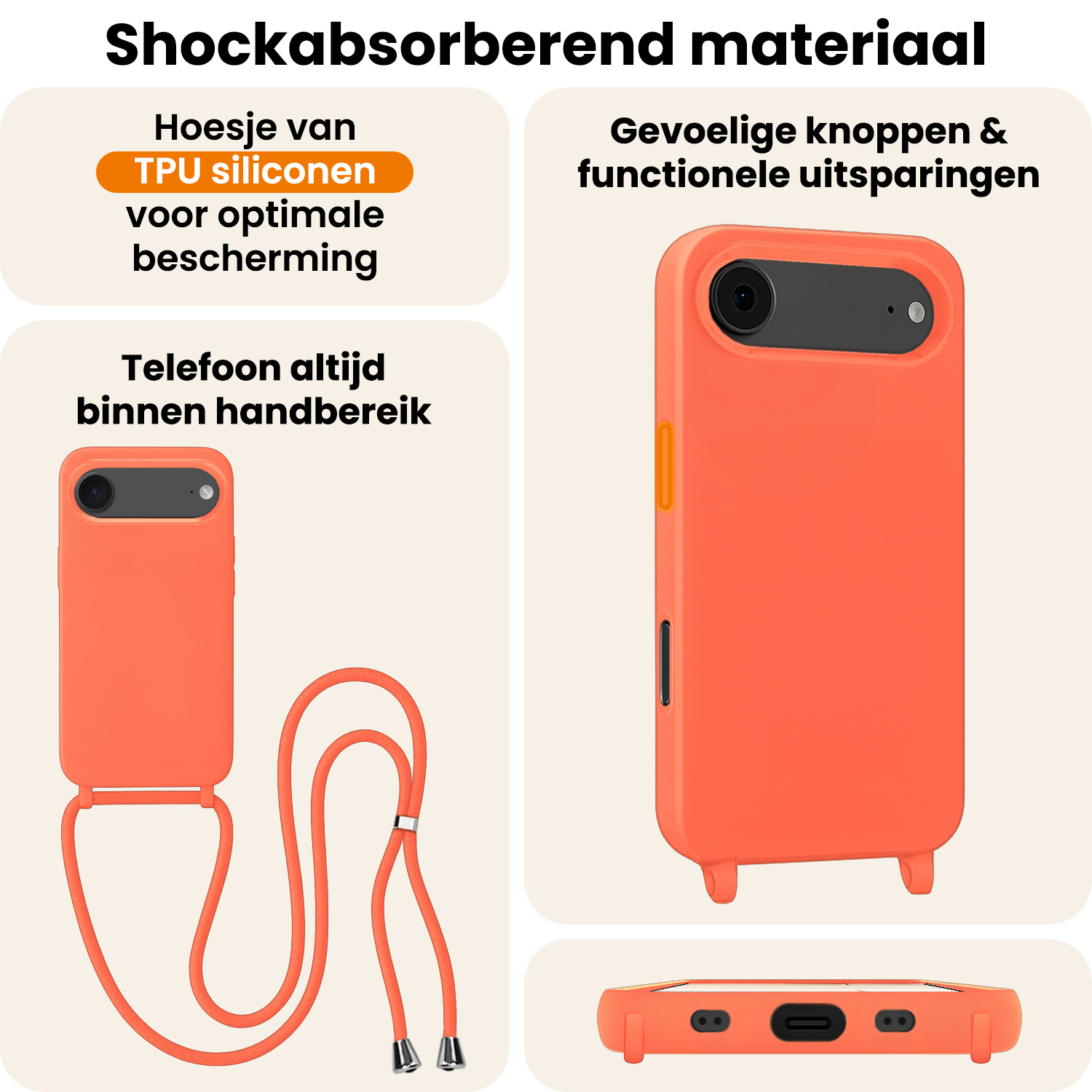 Nomfy Nomfy iPhone Air Hoesje met Koord - Papaya