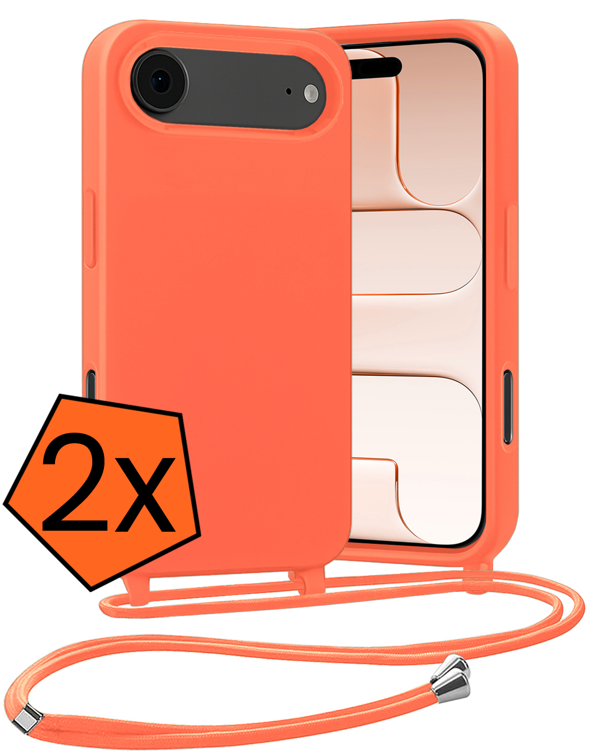 Nomfy Nomfy iPhone Air Hoesje met Koord - Papaya - 2 PACK