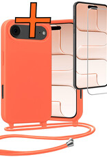 Nomfy Nomfy iPhone Air Hoesje met Koord Met Screenprotector - Papaya