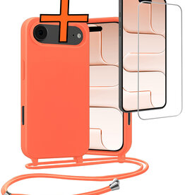 Nomfy Nomfy iPhone Air Hoesje met Koord Met Screenprotector - Papaya