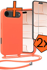Nomfy Nomfy iPhone Air Hoesje met Koord Met 2x Screenprotector - Papaya