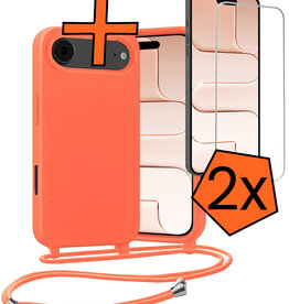 Nomfy Nomfy iPhone Air Hoesje met Koord Met 2x Screenprotector - Papaya