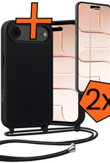 Nomfy Nomfy iPhone Air Hoesje met Koord Met 2x Screenprotector - Zwart
