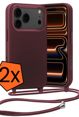 Nomfy Nomfy iPhone 17 Pro Hoesje met Koord - Aubergine - 2 PACK