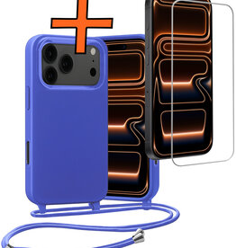 Nomfy Nomfy iPhone 17 Pro Hoesje met Koord Met Screenprotector - Fel Blauw