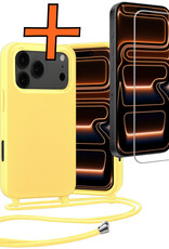 Nomfy Nomfy iPhone 17 Pro Hoesje met Koord Met Screenprotector - Geel