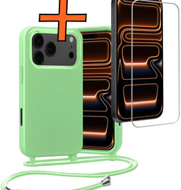 Nomfy Nomfy iPhone 17 Pro Hoesje met Koord Met Screenprotector - Groen