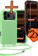 Nomfy Nomfy iPhone 17 Pro Hoesje met Koord Met 2x Screenprotector - Groen