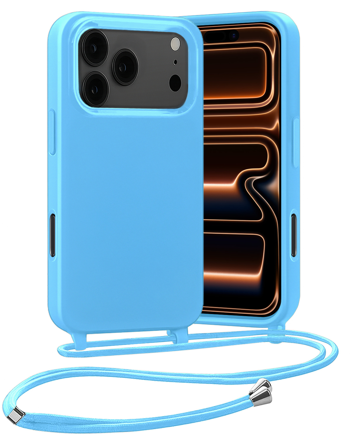 Nomfy Nomfy iPhone 17 Pro Hoesje met Koord - Lichtblauw