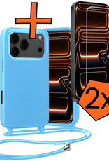 Nomfy Nomfy iPhone 17 Pro Hoesje met Koord Met 2x Screenprotector - Lichtblauw