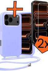 Nomfy Nomfy iPhone 17 Pro Hoesje met Koord Met 2x Screenprotector - Lila