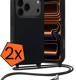 Nomfy Nomfy iPhone 17 Pro Hoesje met Koord - Zwart - 2 PACK