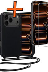 Nomfy Nomfy iPhone 17 Pro Hoesje met Koord Met Screenprotector - Zwart
