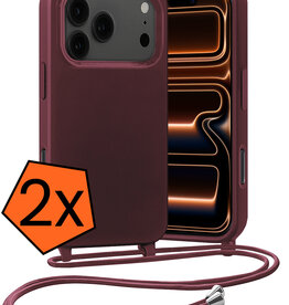 Nomfy Nomfy iPhone 17 Pro Max Hoesje met Koord - Aubergine - 2 PACK