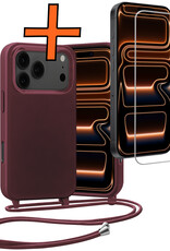 Nomfy Nomfy iPhone 17 Pro Max Hoesje met Koord Met Screenprotector - Aubergine