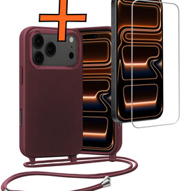 Nomfy Nomfy iPhone 17 Pro Max Hoesje met Koord Met Screenprotector - Aubergine