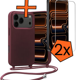 Nomfy Nomfy iPhone 17 Pro Max Hoesje met Koord Met 2x Screenprotector - Aubergine