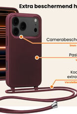 Nomfy Nomfy iPhone 17 Pro Max Hoesje met Koord Met 2x Screenprotector - Aubergine
