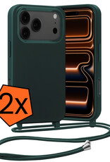Nomfy Nomfy iPhone 17 Pro Max Hoesje met Koord - Donkergroen - 2 PACK