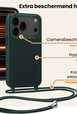 Nomfy Nomfy iPhone 17 Pro Max Hoesje met Koord Met 2x Screenprotector - Donkergroen