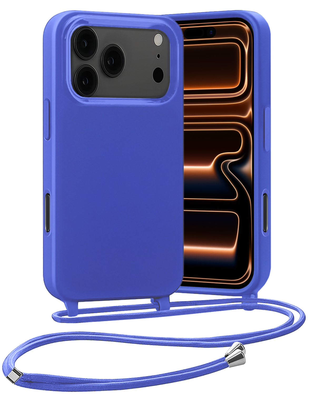 Nomfy Nomfy iPhone 17 Pro Max Hoesje met Koord - Fel Blauw