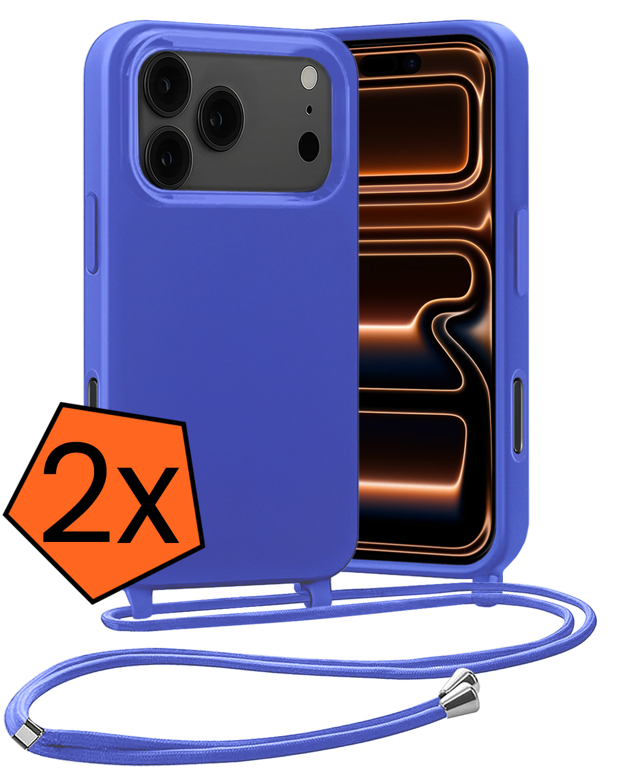 Nomfy Nomfy iPhone 17 Pro Max Hoesje met Koord - Fel Blauw - 2 PACK