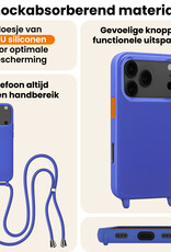 Nomfy Nomfy iPhone 17 Pro Max Hoesje met Koord Met 2x Screenprotector - Fel Blauw