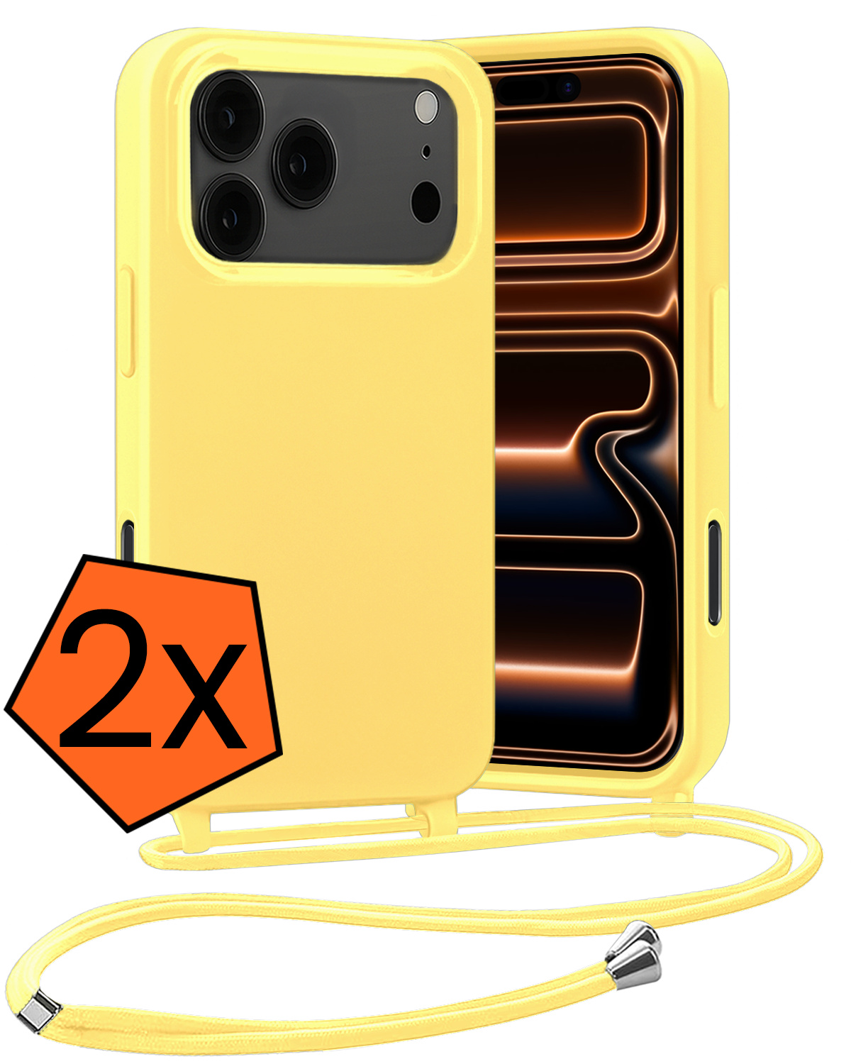 Nomfy Nomfy iPhone 17 Pro Max Hoesje met Koord - Geel - 2 PACK