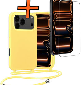 Nomfy Nomfy iPhone 17 Pro Max Hoesje met Koord Met Screenprotector - Geel
