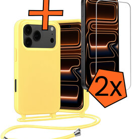 Nomfy Nomfy iPhone 17 Pro Max Hoesje met Koord Met 2x Screenprotector - Geel
