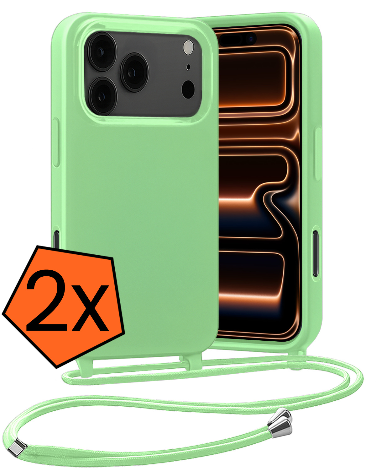 Nomfy Nomfy iPhone 17 Pro Max Hoesje met Koord - Groen - 2 PACK