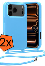 Nomfy Nomfy iPhone 17 Pro Max Hoesje met Koord - Lichtblauw - 2 PACK
