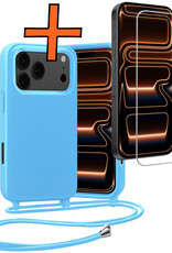 Nomfy Nomfy iPhone 17 Pro Max Hoesje met Koord Met Screenprotector - Lichtblauw