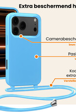 Nomfy Nomfy iPhone 17 Pro Max Hoesje met Koord Met 2x Screenprotector - Lichtblauw