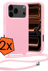 Nomfy Nomfy iPhone 17 Pro Max Hoesje met Koord - Lichtroze - 2 PACK