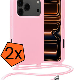 Nomfy Nomfy iPhone 17 Pro Max Hoesje met Koord - Lichtroze - 2 PACK
