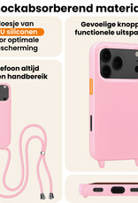 Nomfy Nomfy iPhone 17 Pro Max Hoesje met Koord Met 2x Screenprotector - Lichtroze