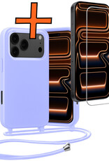 Nomfy Nomfy iPhone 17 Pro Max Hoesje met Koord Met Screenprotector - Lila