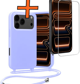 Nomfy Nomfy iPhone 17 Pro Max Hoesje met Koord Met Screenprotector - Lila