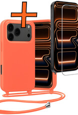 Nomfy Nomfy iPhone 17 Pro Max Hoesje met Koord Met Screenprotector - Papaya