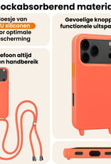 Nomfy Nomfy iPhone 17 Pro Max Hoesje met Koord Met 2x Screenprotector - Papaya