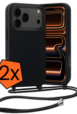 Nomfy Nomfy iPhone 17 Pro Max Hoesje met Koord - Zwart - 2 PACK