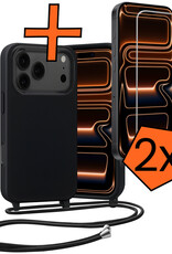 Nomfy Nomfy iPhone 17 Pro Max Hoesje met Koord Met 2x Screenprotector - Zwart