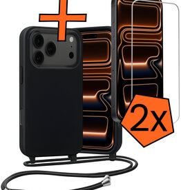 Nomfy Nomfy iPhone 17 Pro Max Hoesje met Koord Met 2x Screenprotector - Zwart