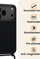 Nomfy Nomfy iPhone 17 Pro Max Hoesje met Koord Met 2x Screenprotector - Zwart