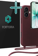 Forterra Forterra iPhone 17 Hoesje met Koord Met Screenprotector - Aubergine