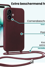 Forterra Forterra iPhone 17 Hoesje met Koord Met 2x Screenprotector - Aubergine