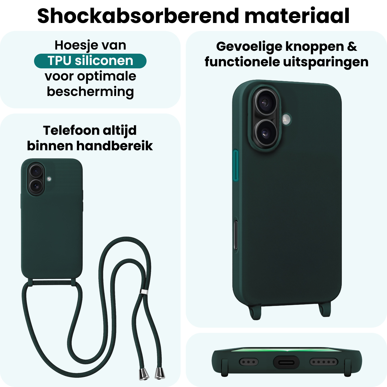 Forterra Forterra iPhone 17 Hoesje met Koord - Donkergroen